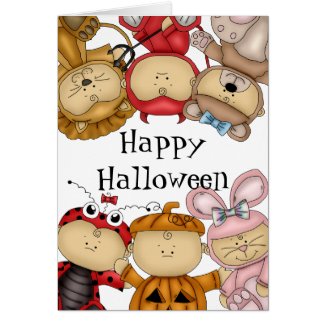 Cute Babies Happy Halloween Greeting Card