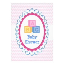 Cute Baby ABC Blocks Custom Announcement