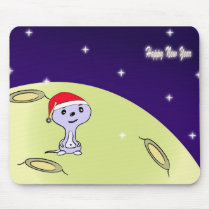Cute baby alien with Santa hat Mouse Mats