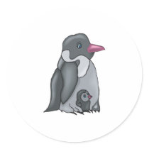 cute baby and mommy penguin stickers