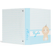 Cute Baby and Polka Dots (Blue) Binder