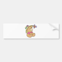 Cute Baby Bear Admiring Butterfly Bumper Stickers