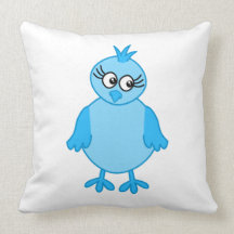 Cute Baby Bird, Blue. Pillows
