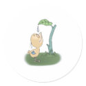 cute baby bird playing with raindrop stickers
