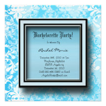 CUTE Baby Blue Damask Bachelorette Party Invitatio Custom Invitations