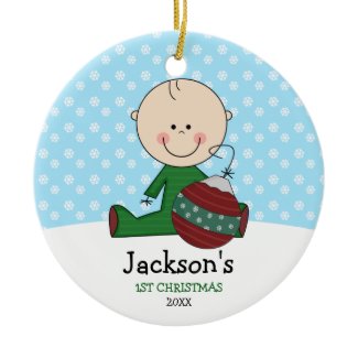 Cute Baby Boy 1st Christmas Personalized Christmas Ornaments