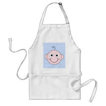 Cute Baby Boy. Blue Check Background. Apron