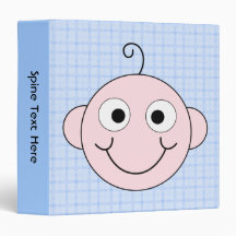 Cute Baby Boy. Blue Check Background. 3 Ring Binders