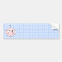 Cute Baby Boy. Blue Check Background. Bumper Stickers