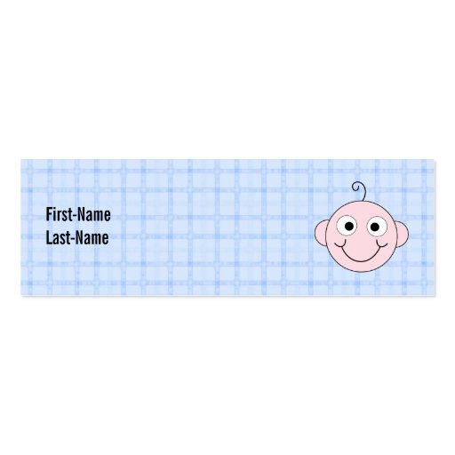 Cute Baby Boy. Blue Check Background. Business Card Templates (front side)