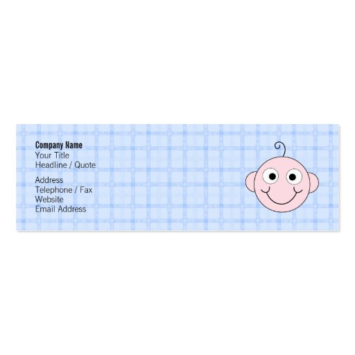 Cute Baby Boy. Blue Check Background. Business Card Templates (back side)