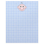 Cute Baby Boy. Blue Check Background. Letterhead