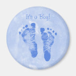 Cute Baby Boy Footprints Birth Announcement Fridge Magnets