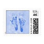 Cute Baby Boy Footprints Birth Announcement Stamp
