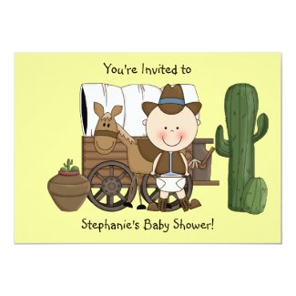 Cute Baby Boy & Horse Pony Custom Western 5x7 Paper Invitation Card