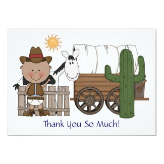 Cute Baby Boy Horse Pony Custom Western Thank You 4.5x6.25 Paper Invitation Card