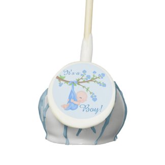 Cute Baby Boy in Tree Baby Shower Cake Pops