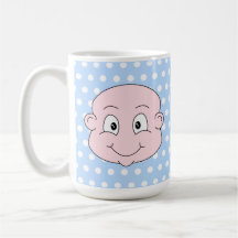 Cute Baby Boy, on blue polka dot pattern. Mugs