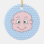 Cute Baby Boy, on blue polka dot pattern. Christmas Tree Ornament