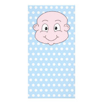 Cute Baby Boy, on blue polka dot pattern. Photo Card Template