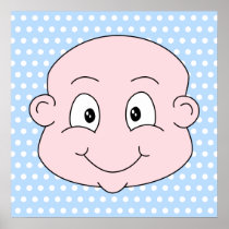 Cute Baby Boy, on blue polka dot pattern. Posters