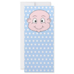 Cute Baby Boy, on blue polka dot pattern. Full Color Rack Card