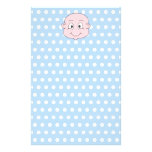Cute Baby Boy, on blue polka dot pattern. Customized Stationery