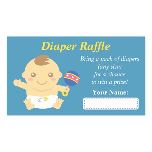 Cute Baby Boy Shower Diaper Raffle Tickets Business Card (front side)