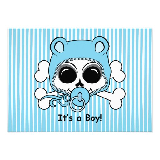 Cute Baby Boy Skull Custom Invites