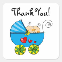 Cute baby boy twins thank you sticker