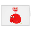 Cute Baby Bright Red Dinosaur Be My Dinotine cards
