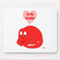 Cute Baby Bright Red Dinosaur Be My Dinotine mousepads