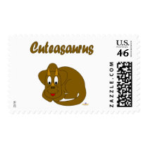 Cute Baby Brown Dinosaur Cuteasaurus postage
