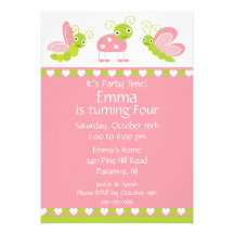 Cute Baby Bugs Birthday Invitation