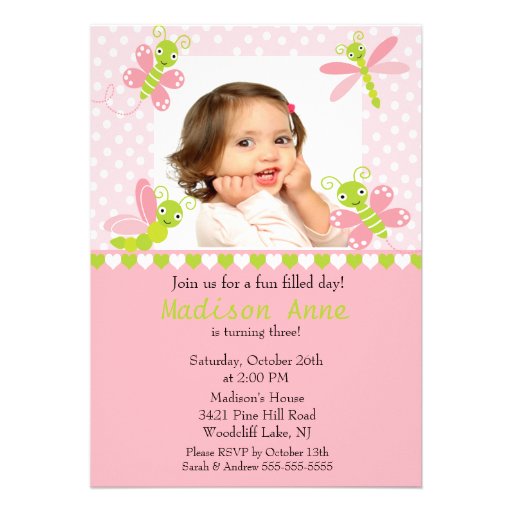 Cute Baby Bugs Photo Birthday Invitation (front side)