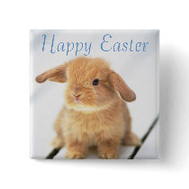 Cute Baby Bunny Happy Easter Design Pinback Button