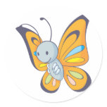 Cute Baby Butterfly Cartoon Round Stickers