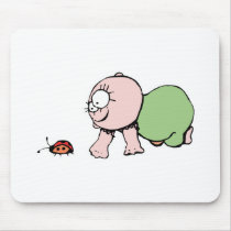 Cute Baby Chasing Ladybug mousepads