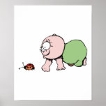 Cute Baby Chasing Ladybug Poster