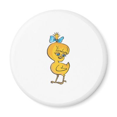 cute baby chick with bow magnets by doonidesignsanimals