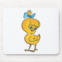 cute baby chick with bow mouse mats