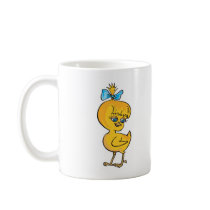 cute baby chick with bow coffee mug