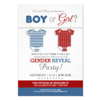 Cute Baby Clothes Gender Reveal Card