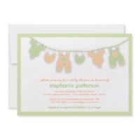 Cute Baby Clothes on the Line Neutral Baby Shower Personalized Announcements