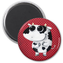 artsprojekt, cow, cute cow, kawaii cow, cute farm, cows, animal, kawaii, cute animal, farm animal, kid cow, cuteness, cute, illustration cow, baby animal, little animal, little cow, baby cow, Magnet with custom graphic design