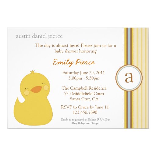 Cute Baby Duck Baby Shower Invite