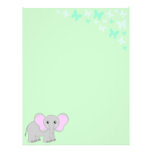 Cute Baby Elephant And Butterflies Letterhead