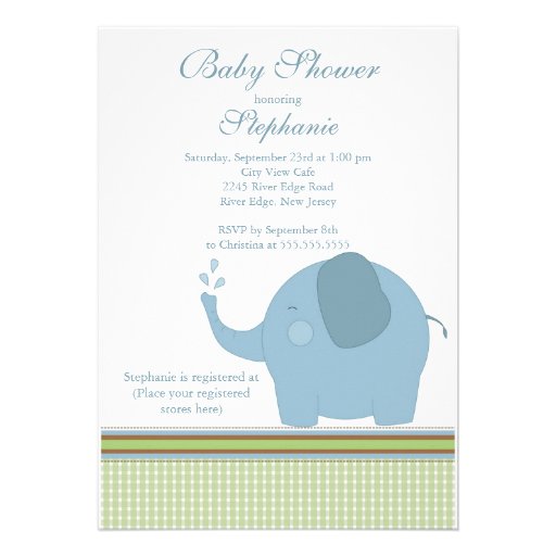 Cute Baby Elephant Baby Shower Invitation