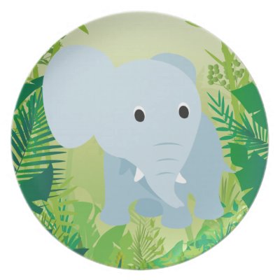 Cute Baby Elephant Party Plates