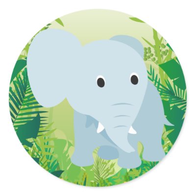 Cute Baby Elephant Round Sticker